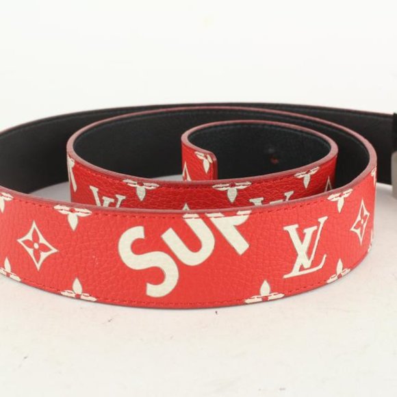 Louis Vuitton x Supreme Ultra Rare Red 100/40 Monogram Initiales Belt 118lv27 - Picture 7 of 12